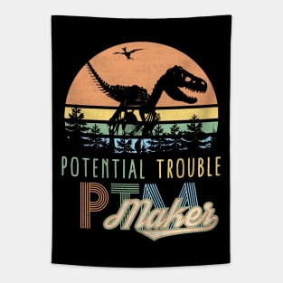Vintage Dinosaur PTM Potential Trouble Maker Funny Tapestry