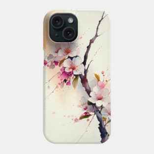 Watercolor Cherry Blossoms Blooms Flowers Tree Branch Phone Case