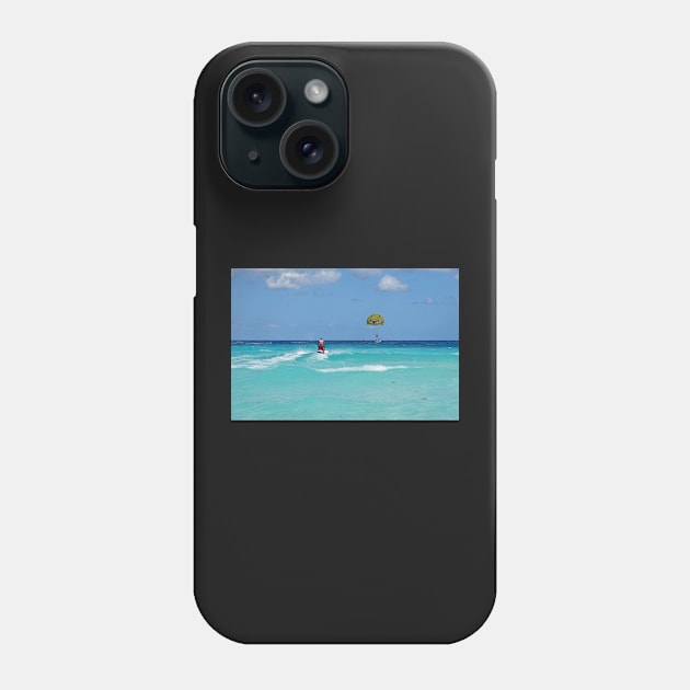 Cancun Beach Jet Skiing on the beautiful blue water Cancun Mexico Phone Case by WayneOxfordPh