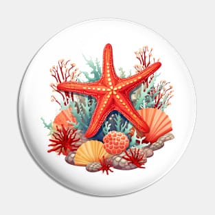 Orange Starfish Pin