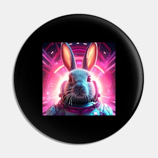 Vaporwave Retrowave Synthwave Bunny - Astronaut - Rabbit - Space Fantasy Illustration Pin