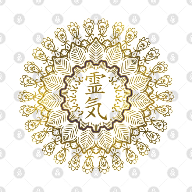 Reiki Healing Symbols in gold mandala by Nartissima