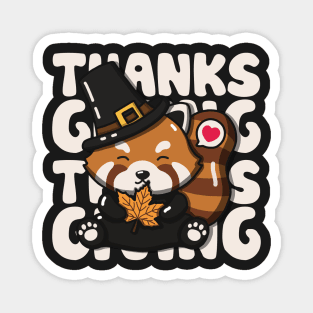 Cute Red Panda Happy Thanksgiving Magnet