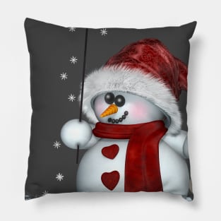 Little Snowman in red Pillow