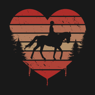 Cute Red Vintage Heart Horseback Riding Valentine Day Love Gift Idea T-Shirt