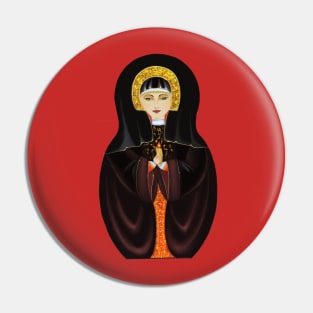 Matryoshka nesting doll merch Russian folk art styled nun Pin