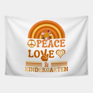 Peace, Love, & Kindergarten Groovy School White Tapestry