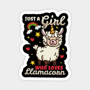 Just a girl who loves Llamacorn - Cute Llama Unicorn Gift Magnet