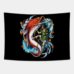 Japanese Giant Carp Samurai Tapestry