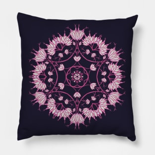 Elegant Floral Mandala Pink Flowers Pillow