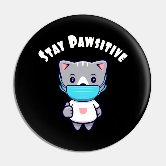 Cute Kawaii Cat Face Mask Pawsitive Kitty Pin by Foxxy Merch