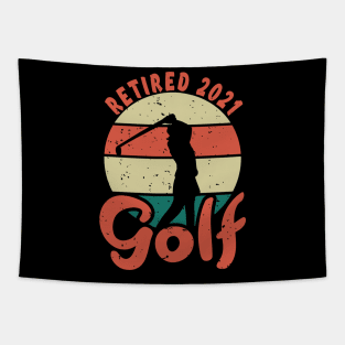 Vintage Retired 2021 Golf Player Golfing Retirement Tapestry