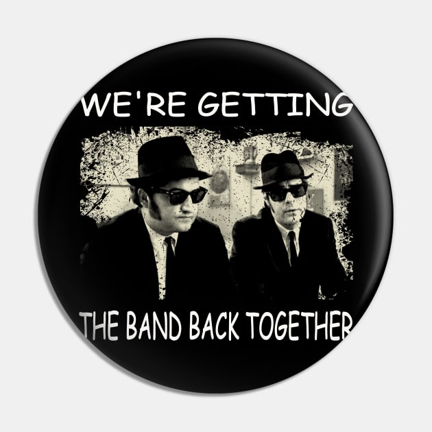 Hats and Shades Brothers T-Shirt - Iconic Style of Jake and Elwood Pin by Black Demon Bear