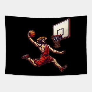 Funny Basketball Retro Jesus Christ Tapestry