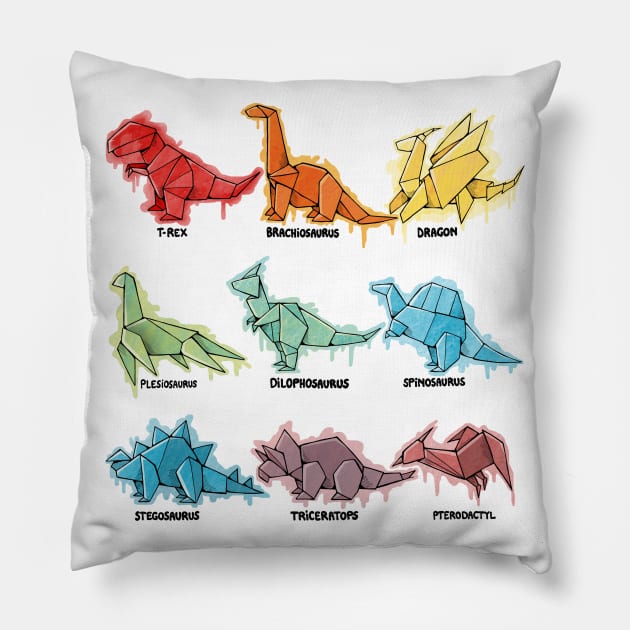 Origami Dinosaurs Pillow by Vallina84