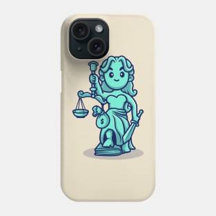 Cute Lady Justice With Scales and Money Bag Cartoon Phone Case