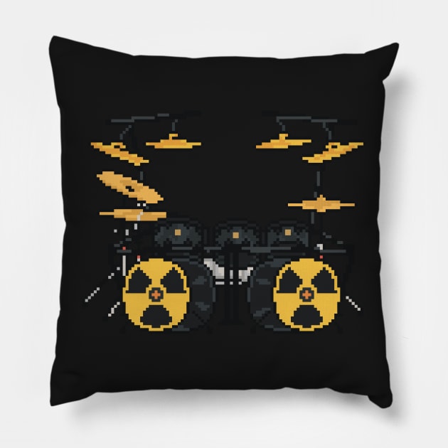 Pixel Mega Radioactive Drums Pillow by gkillerb