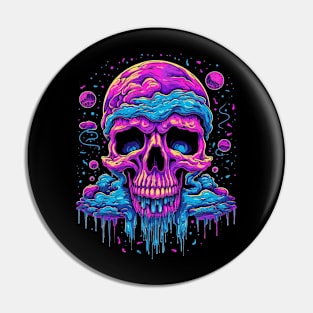 Trippy Vaporwave Skull LSD Psychedelia Pin