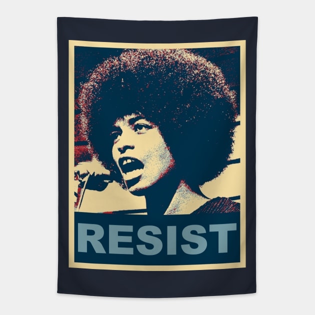 Angela Davis Resist Tapestry by Tainted