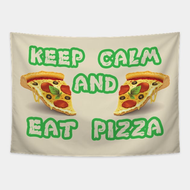 keep calm and eat pizza Tapestry by bisho2412