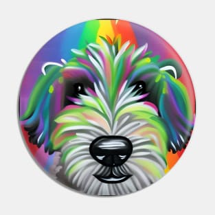 Sheepadoodle Rainbow Painting Pin