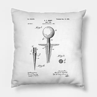 Golf Tee Patent - Golfing Tee Art - Black And White Pillow