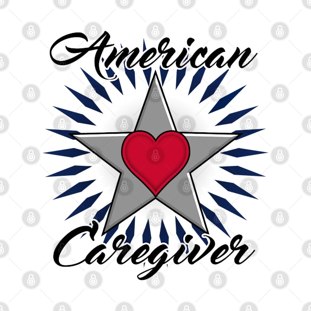 American Caregiver Star black font design by txcare