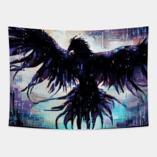 Goth Raven pixel art Tapestry