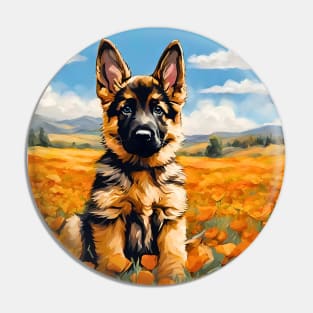 California Poppy German Shepherd Puppy Pin