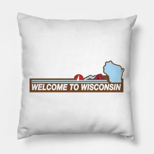 Retro Wisconsin WelcomeSign Pillow