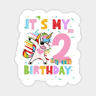 It's My 2nd Birthday Girl Cute Unicorn B-day Giif For Girls Kids toddlers Magnet