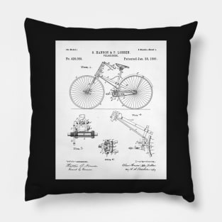 Cycling Patent - Bicycle Art - Black And White Pillow