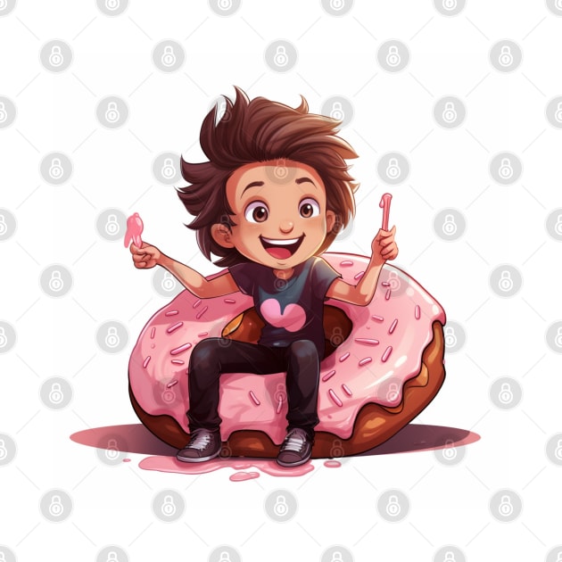 Happy kid sitting in a donut by Riverside-Moon