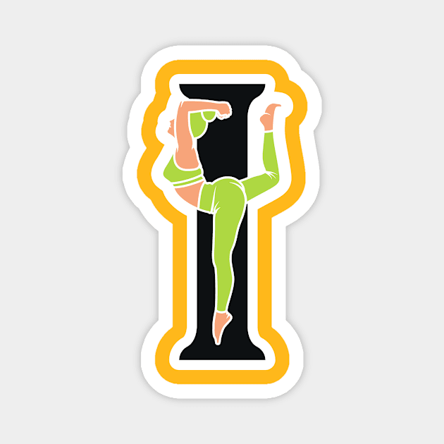 Sports yoga women in letter I Sticker design vector illustration. Alphabet letter icon concept. Sports young women doing yoga exercises with letter I sticker design logo icons. Magnet by AlviStudio