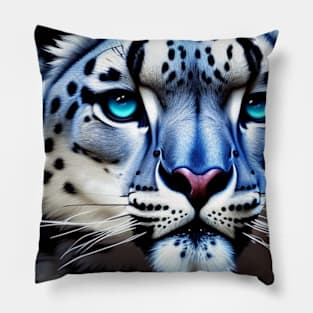 Snow Leopard - AI-Generated Pillow