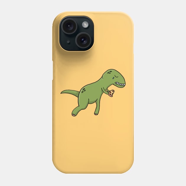 Sad T-Rex Dino with Pizza Phone Case by MedleyDesigns67