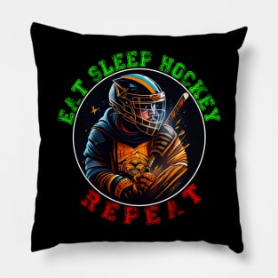 EAT SLEEP HOCKEY REPEAT Pillow