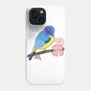 Bird, cherry blossoms, spring spirits and calligraphy Phone Case