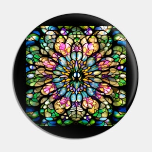 Stained Glass Lotus Flower Mandala Pin