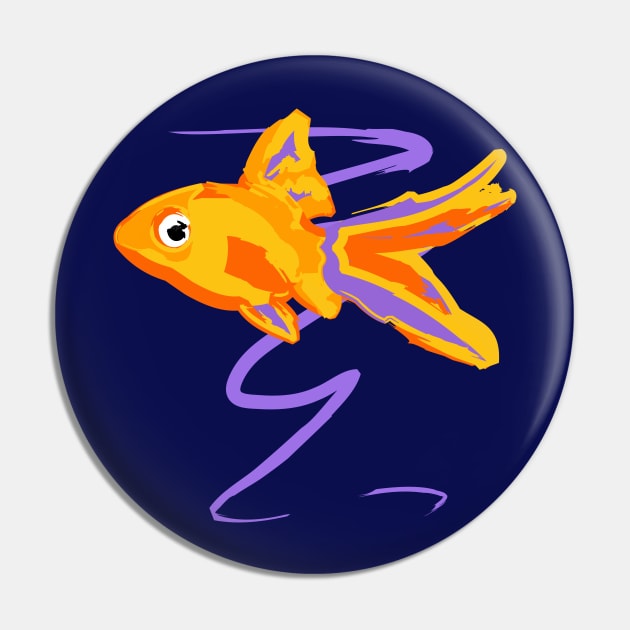 Beautiful Peaceful Goldfish Pin by evisionarts