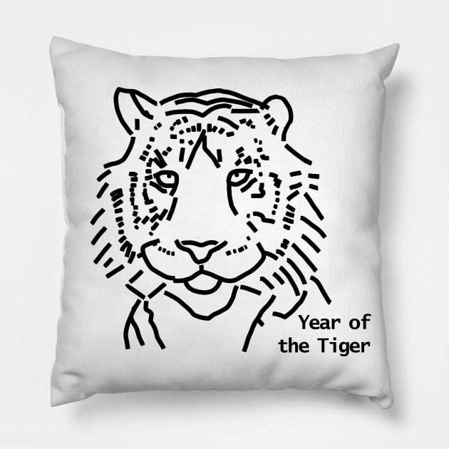 Year of the Tiger Outline Pillow by ellenhenryart