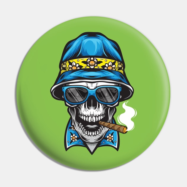 Smoking Skull Pin by PrintcoDesign