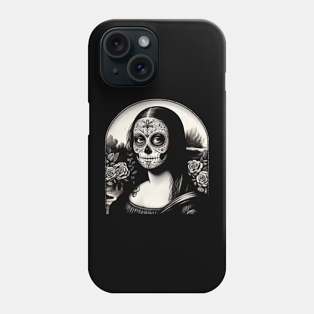 Sugar Skull Mona Lisa Day of the Dead Phone Case by TeeTrendz