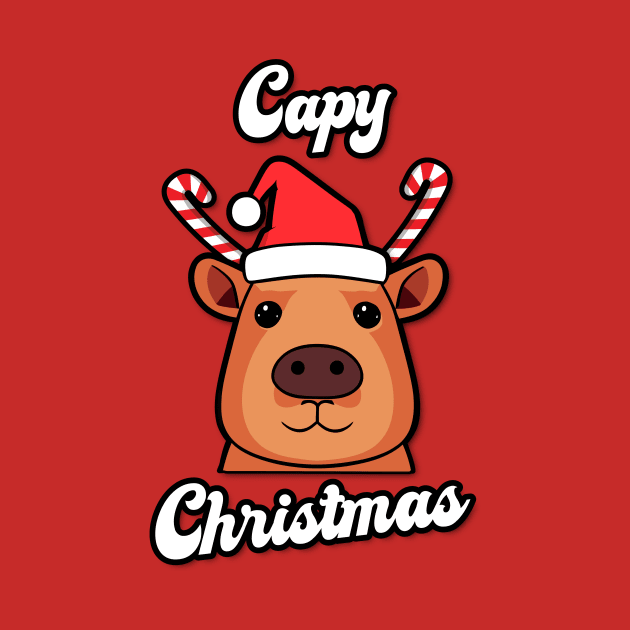 Capy Christmas Capybara Santa Reindeer Cute Humor Happy Chrismtas by Step Into Art