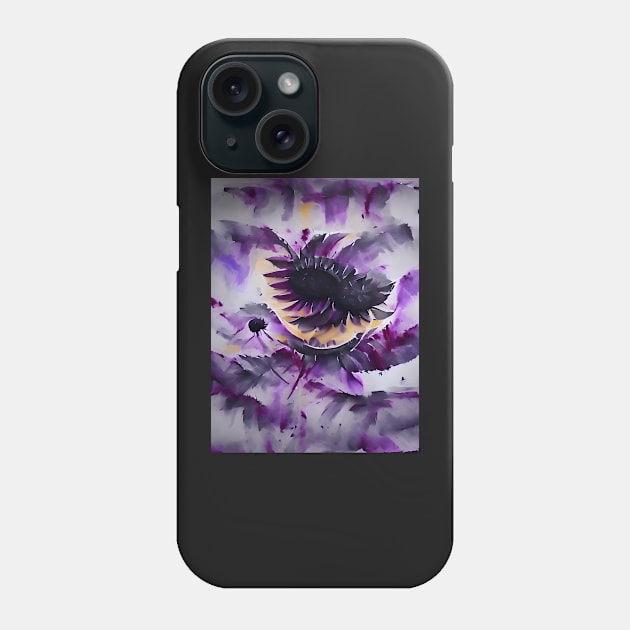 Abstract Purple Sunflowers Phone Case by Sr-Javier