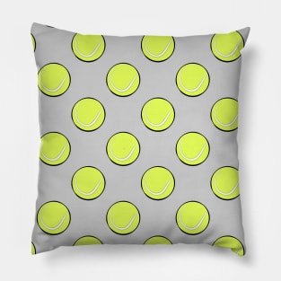 Tennis Balls Seamless Pattern on Grey Background Pillow