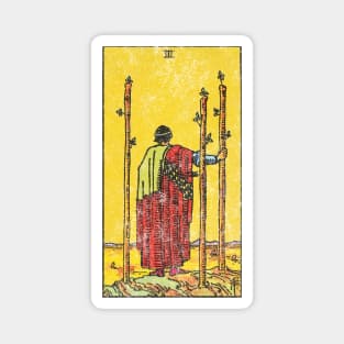 Three of wands tarot card (distressed) Magnet