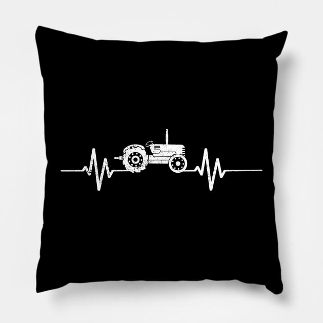 Heartbeat Tractor Pillow by ChrifBouglas