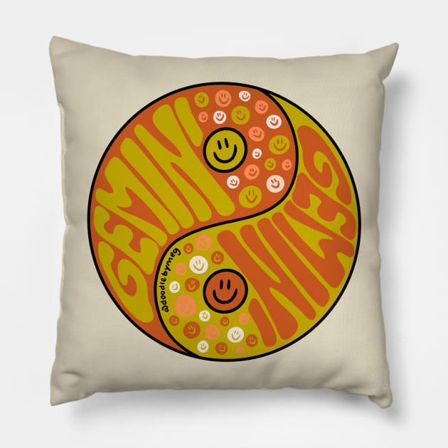 Gemini Yin Yang Pillow by Doodle by Meg
