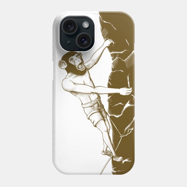 Monkey man climbing the wall Phone Case by motylanoga